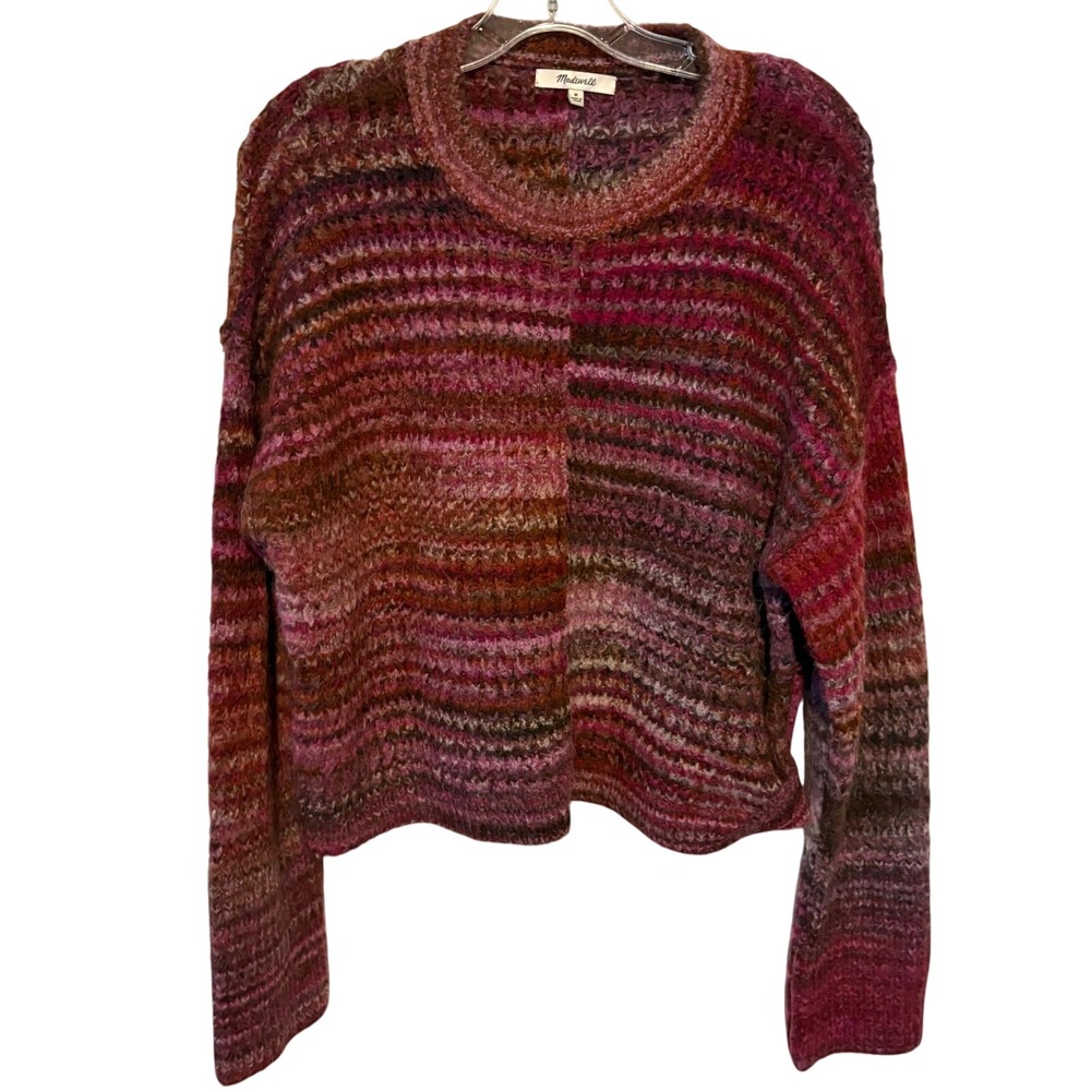 Madewell‎ Women's Burgundy Verbena Space Dyed Crewneck Sweater in Size M